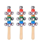 HJQEQVD 3PC Jingles Handle Sleigh Bells Jingle Bells Stick Shaker with Wooden Handle for Kids Toddlers(Pack of 3) Percussion